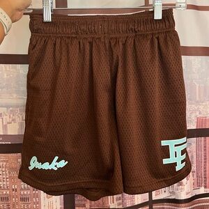 Inaka Power Solid Brown Size Small Gym Shorts Jersey Material Unisex